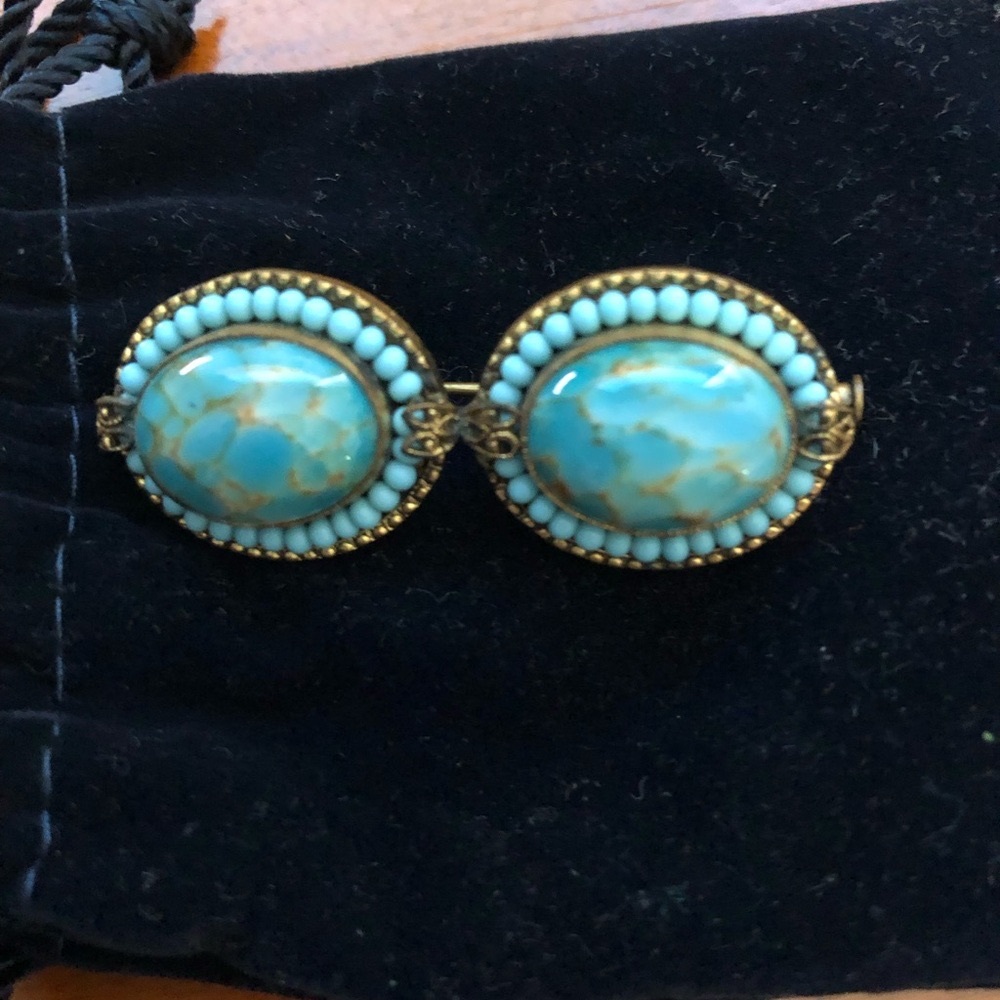 Vintage Turquoise and Gold Fleck Vintage brooch